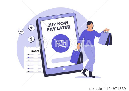Buy Now Pay Later Concept Illustration 124971289
