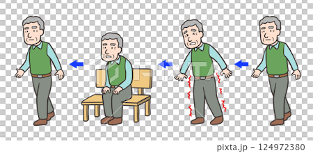 間歇性跛行、行走、疼痛和麻木、休息週期、老年男性 02 124972380