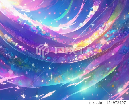 幻想的なキラキラ輝くカラフルな星空 幻想的なファンタジー背景 幻想的なキラキラ輝くカラフルな星空 幻想的なファンタジー背景 124972497