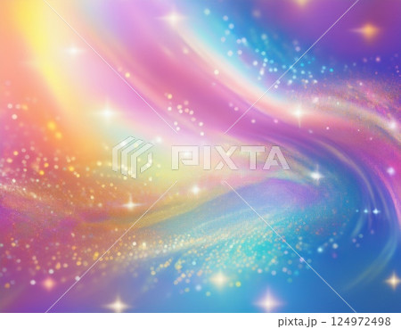 幻想的なキラキラ輝くカラフルな星空 幻想的なファンタジー背景 124972498