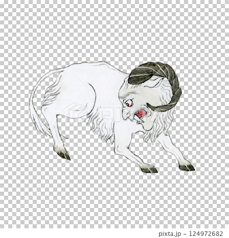 饕餮 トウテツ　中国 伝説の生物 四凶 邪神　水彩 イラスト 124972682