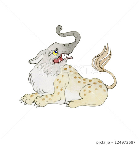 獏 バク　中国 伝説の生物 霊獣　水彩 イラスト 124972687