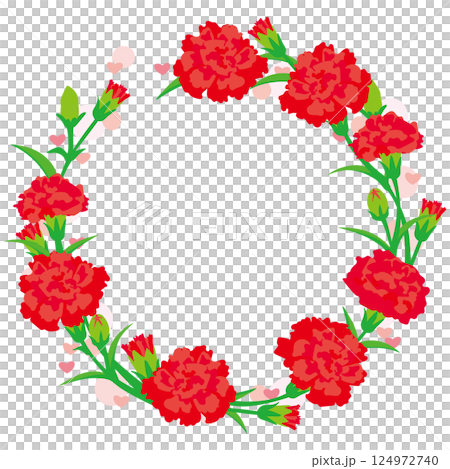 母親節紅色康乃馨花環的向量插圖 124972740