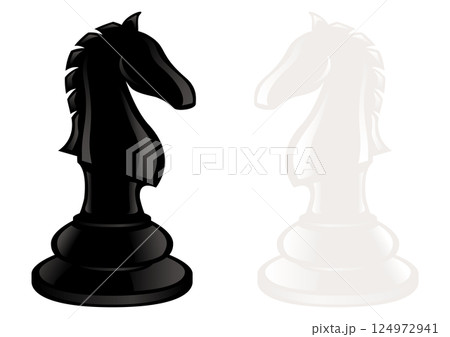 チェスの駒「ナイト」のベクターイラスト(白黒セット) チェスの駒「ナイト」のベクターイラスト(白黒セット) 124972941