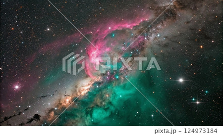 Abstract Deep Space Green Nebula Background 124973184