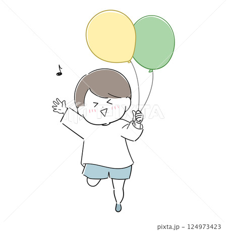 風船を持つ笑顔の男の子 124973423