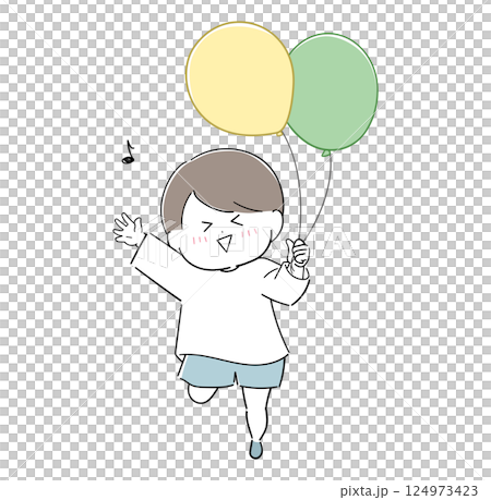 風船を持つ笑顔の男の子 124973423