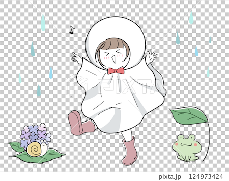 為想要扮成陽光娃娃的女孩準備的雨天套裝 124973424