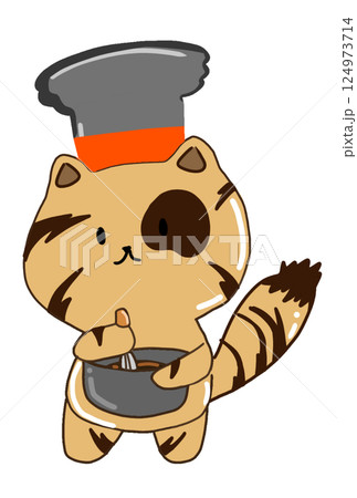 Cat making dessert  124973714