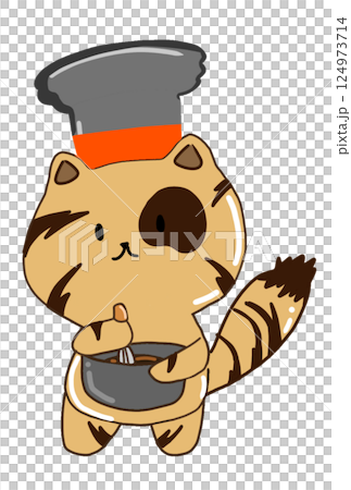 Cat making dessert  124973714
