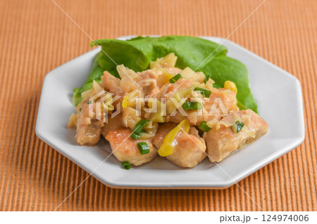 鶏肉のネギ味噌炒め 124974006