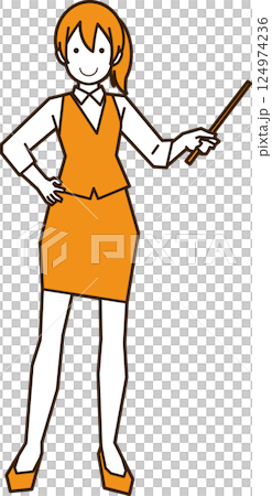 Business woman with instruction stick Business woman with instruction stick 124974236