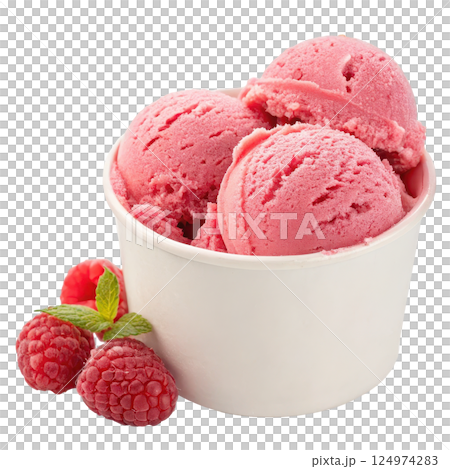 A bowl of delectable raspberry sorbet 124974283