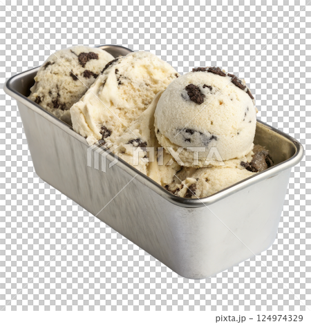 Cookies and Cream Ice Cream in a Metal Tub 124974329
