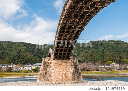 【錦帯橋の裏側と岩国城】 124974519