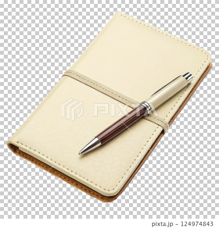 Pocket sized memo pad with pen 124974843