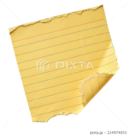 Torn sticky note in yellow 124974853