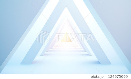 Abstract White on white triangle shape space background with lighting 124975099
