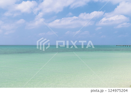 宮古島 17END　コバルトブルーの海と青い空 124975204
