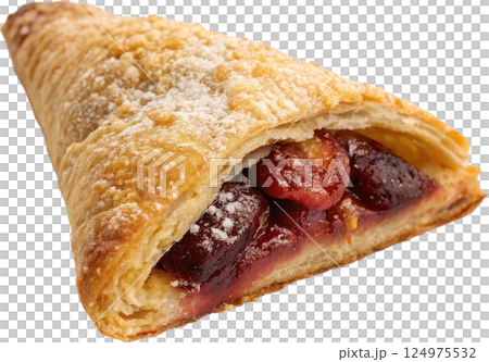 Freshly baked plum turnover pastry 124975532