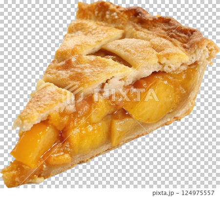 Slice of Homemade Peach Pie 124975557