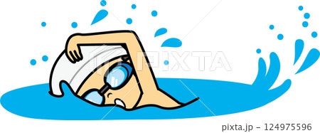 クロールする男児 124975596