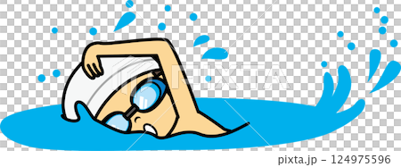 クロールする男児 124975596