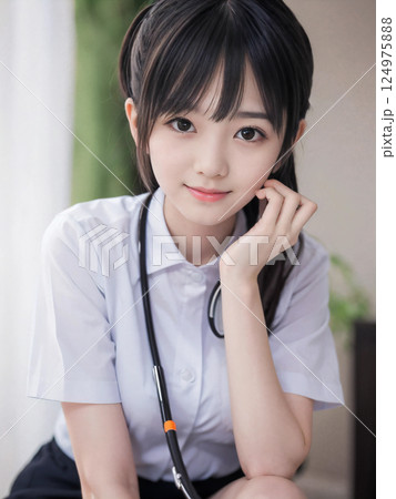 笑顔で患者に対応する看護師の若い女性 笑顔で患者に対応する看護師の若い女性 124975888