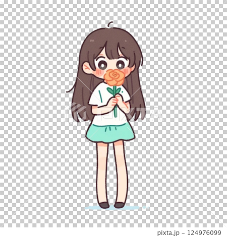 A girl holding a simple carnation, Mother's Day, illustration, icon, material A girl holding a simple carnation, Mother's Day, illustration, icon, material 124976099