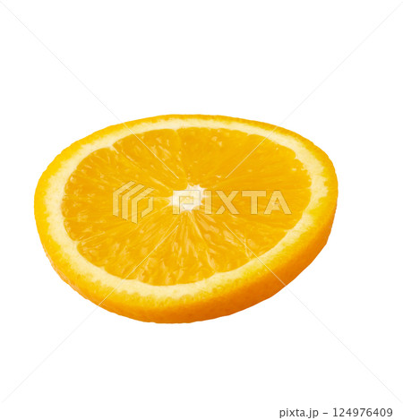 Fresh Sliced Oranges isolated on a white background Fresh Sliced Oranges isolated on a white background 124976409
