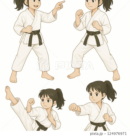 いろんなポーズの空手女子 124976971