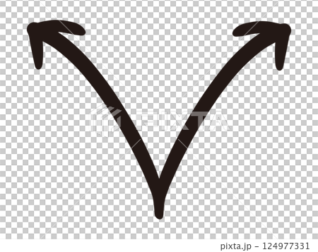 枝分かれしている矢印の手書きイラスト 124977331