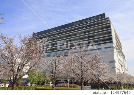 満開の桜と慈恵医大葛飾医療センター　葛飾区青戸　 124977646