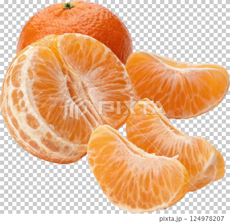 Fresh and juicy tangerine segments 124978207