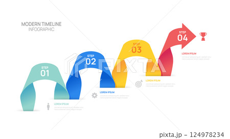 Infographic flow chart arrow business template with icons and 4 options or steps vector design. Infographic flow chart arrow business template with icons and 4 options or steps vector design. 124978234