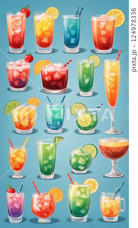 An Amazing Colorful Collection of Cocktail Drinks Perfect for Summer Parties and Gatherings 124978336