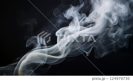 柔らかく控えめな色調で流れるような煙の軌跡が、神秘的なオーラを醸し出すテクスチ 柔らかく控えめな色調で流れるような煙の軌跡が、神秘的なオーラを醸し出すテクスチ 124978730