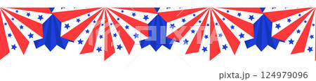 US flag round bunting decoration, isolated vector set for american Independence day celebration Bunting American flags for July 4 124979096