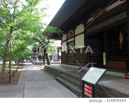 世田谷区の九品仏浄真寺にある三仏堂（中品堂前から上品堂・下品堂方向を撮影） 124979143