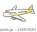 シンプルな飛行機　黄色系 124979267