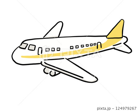 シンプルな飛行機　黄色系 124979267