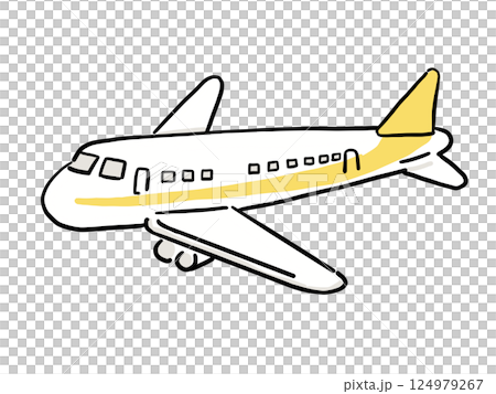 シンプルな飛行機　黄色系 124979267