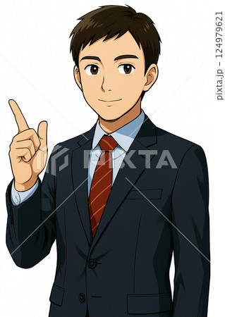 指差し案内するネクタイ男性 指差し案内するネクタイ男性 124979621