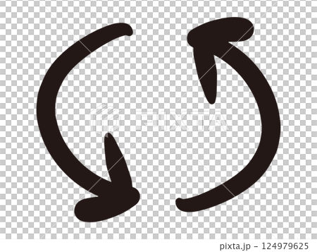 Hand-drawn illustration of a rotating arrow 124979625