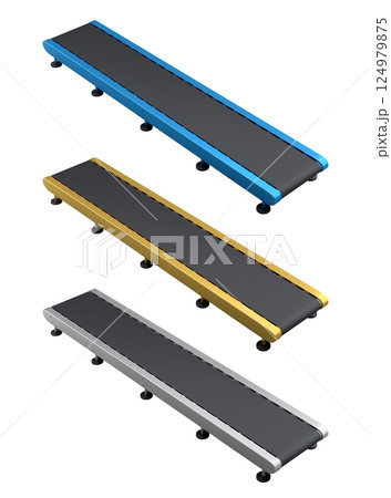 Set of Airport conveyor belt, line or baggage claim area on white background 124979875