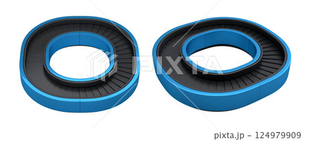 Set of Airport luggage conveyor belt from baggage claim area on white background. Set of Airport luggage conveyor belt from baggage claim area on white background. 124979909