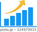 水色の上昇棒グラフ　影つき 124979915