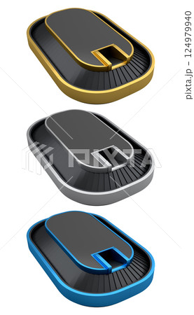 Set of Airport luggage conveyor belt from baggage claim area on white background. 124979940