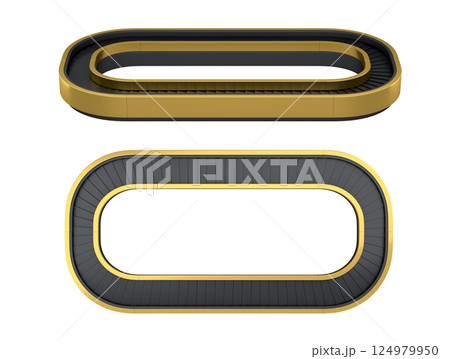 Set of Airport luggage conveyor belt from baggage claim area on white background. 124979950