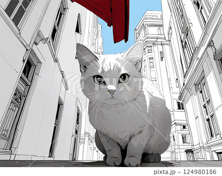 こちらを見る猫 124980186